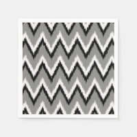 Ikat Chevron Rand - Grått / Grått, Black & White