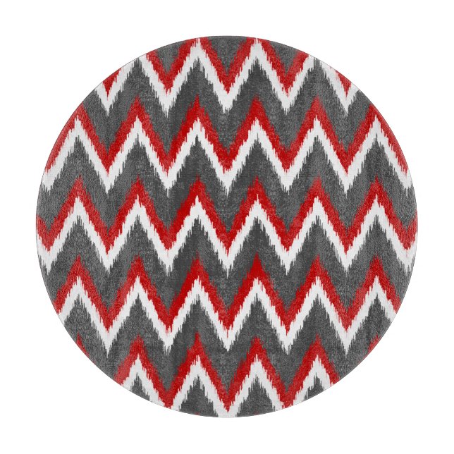 Ikat Chevron Rand - Red, White and Grått / Grått (Framsidan)