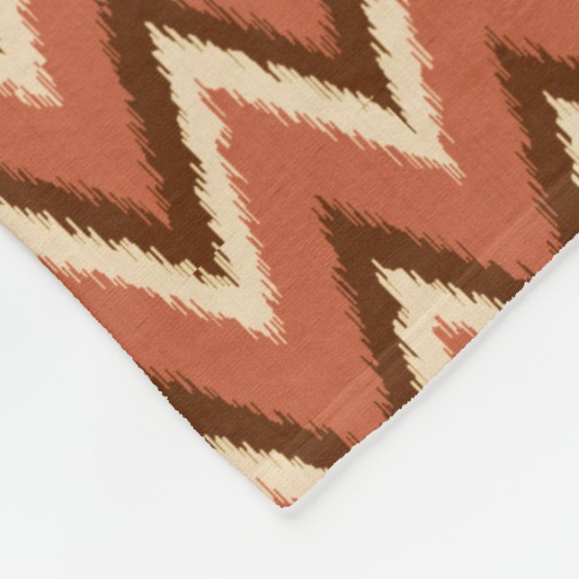 Ikat Chevron Rand - Rust, Brown och Beige Fleecefilt (Hörn)