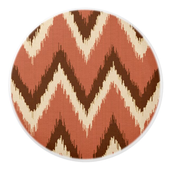 Ikat Chevron Rand - Rust, Brown och Beige Knopp (Framsidan)