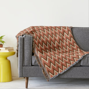 Ikat Chevron Rand - Rust, Brown och Beige Mysfilt