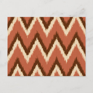 Ikat Chevron Rand - Rust, Brown och Beige Vykort
