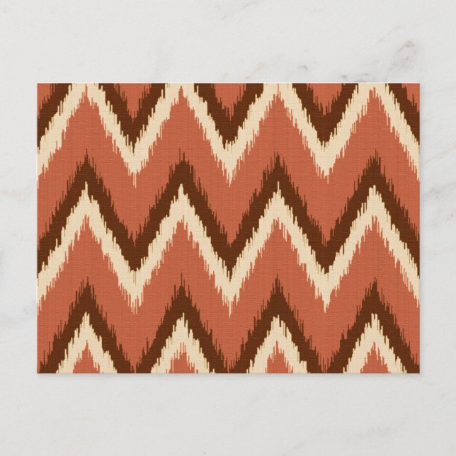 Ikat Chevron Rand - Rust, Brown och Beige Vykort (Framsida)