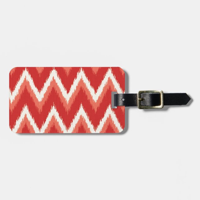 Ikat Chevron Rand - Rust Orange and White Bagagebricka (Horisontell Framsida)