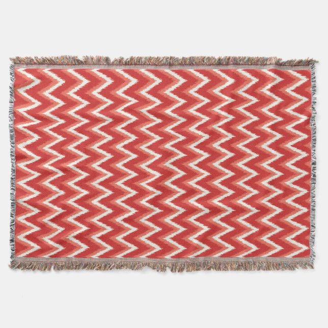 Ikat Chevron Rand - Rust Orange and White Filt (Framsidan)