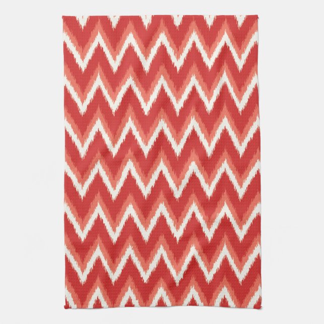 Ikat Chevron Rand - Rust Orange and White Kökshandduk (Vertikal)