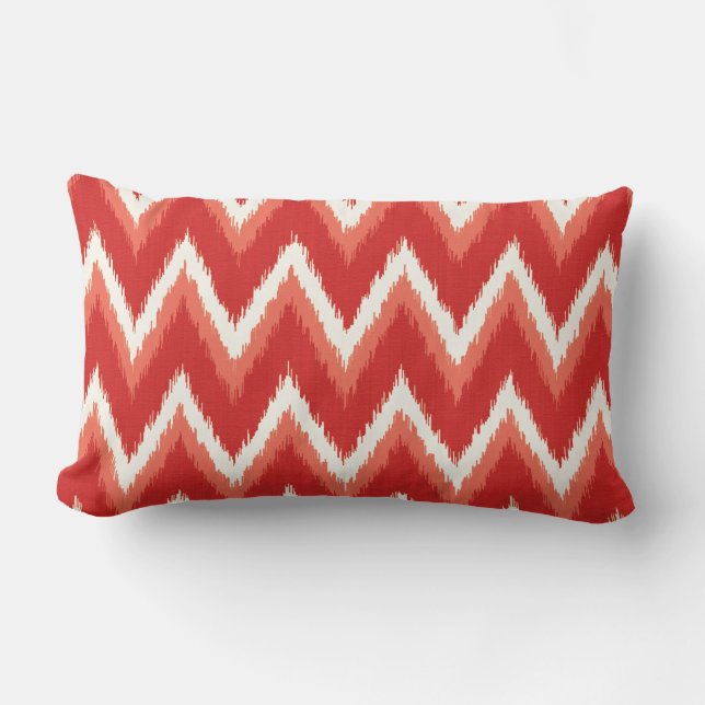 Ikat Chevron Rand - Rust Orange and White Lumbarkudde (Framsida)