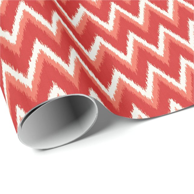 Ikat Chevron Rand - Rust Orange and White Presentpapper (Rullad Hörn)