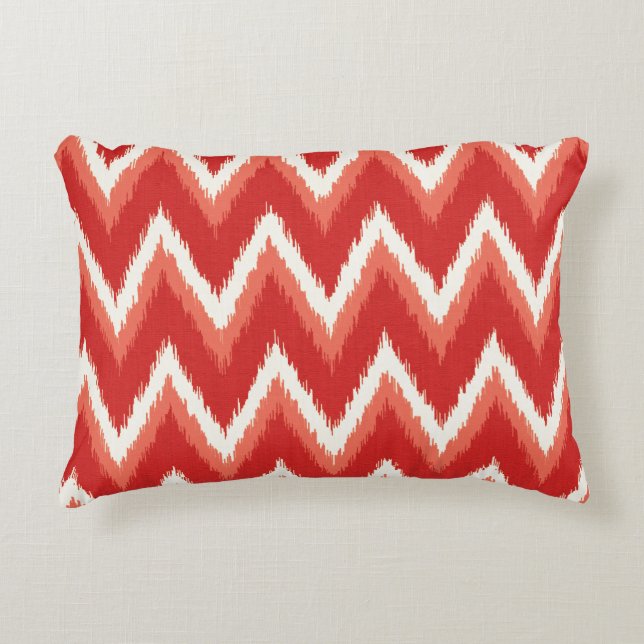 Ikat Chevron Rand - Rust Orange and White Prydnadskudde (Framsidan)