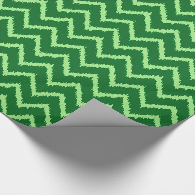 Ikat-chevronmönster - Tall och ljusgrön Presentpapper (Hörn)