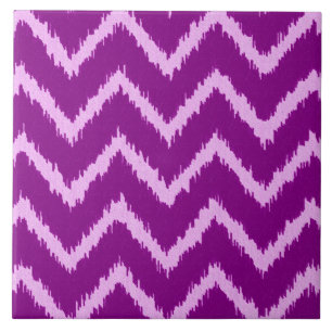 Ikat Chevrons - Amethyst lila and light orchid Kakelplatta