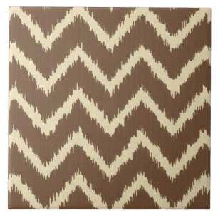 Ikat Chevrons - Chocolate brun och tan Kakelplatta