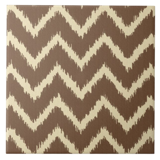 Ikat Chevrons - Chocolate brun och tan Kakelplatta (Framsidan)