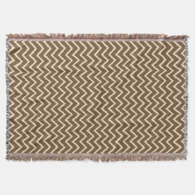 Ikat Chevrons - Chocolate brun och tan Mysfilt (Framsidan)