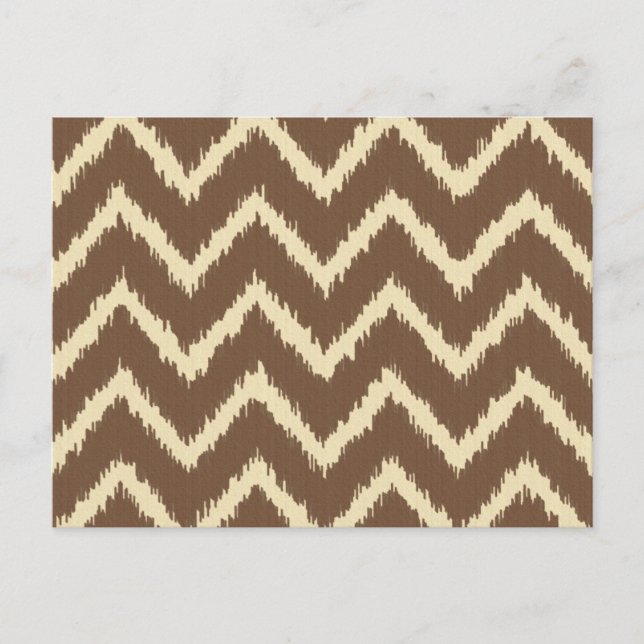 Ikat Chevrons - Chocolate brun och tan Vykort (Framsida)