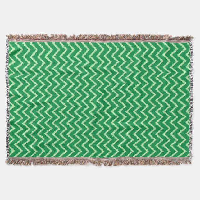 Ikat Chevrons - Gräs och ljust grönt Filt (Framsidan)