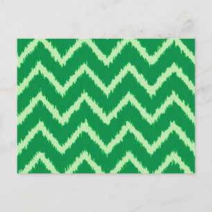 Ikat Chevrons - Gräs och ljust grönt Vykort