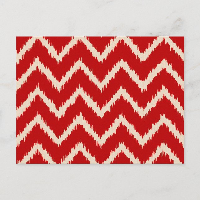 Ikat Chevrons - kinesiskt rött och tan Vykort (Framsida)