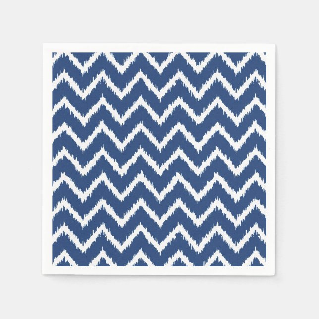 Ikat Chevrons - marinblått och vitt Pappersservett (Framsidan)