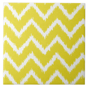 Ikat Chevrons - Mustard gult och white Kakelplatta