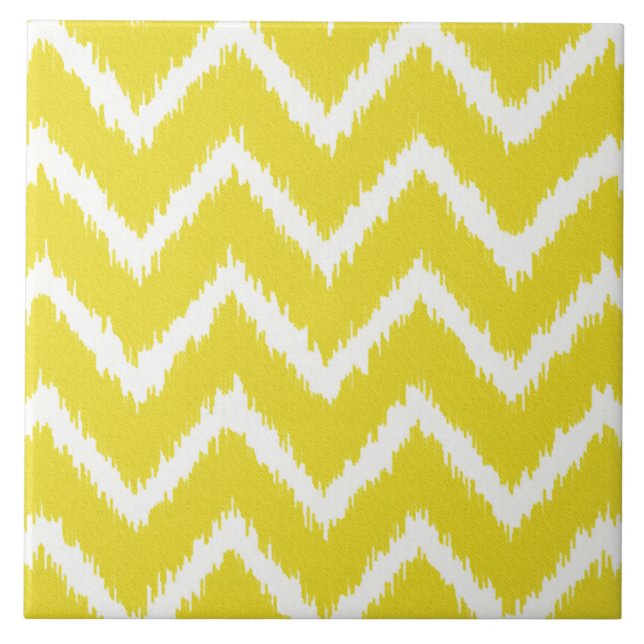 Ikat Chevrons - Mustard gult och white Kakelplatta (Framsidan)