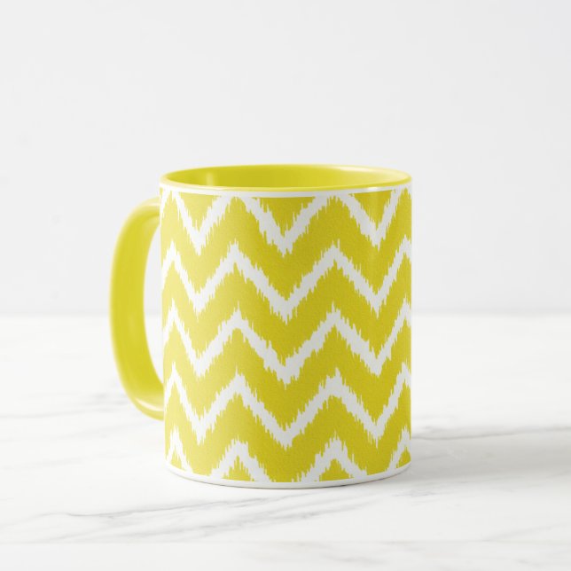 Ikat Chevrons - Mustard gult och white Mugg (Framsida vänster)