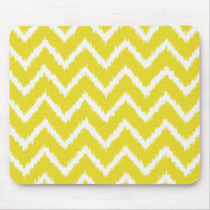 Ikat Chevrons - Mustard gult och white Musmatta