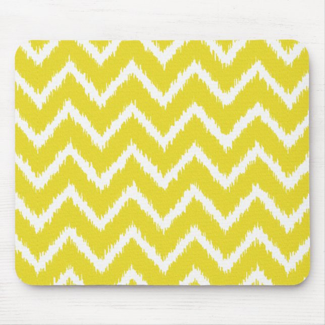 Ikat Chevrons - Mustard gult och white Musmatta (Framsidan)