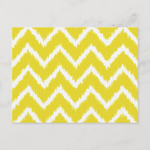 Ikat Chevrons - Mustard gult och white Vykort