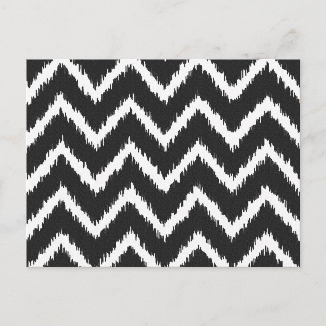 Ikat Chevrons - Svart och vitt Vykort (Framsida)