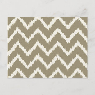 Ikat Chevrons - Taupe tan and beige Vykort