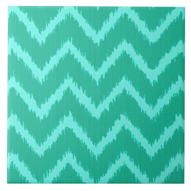 Ikat Chevrons - Turquise och aqua Kakelplatta (Framsidan)