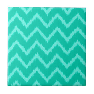 Ikat Chevrons - Turquise och aqua Kakelplatta
