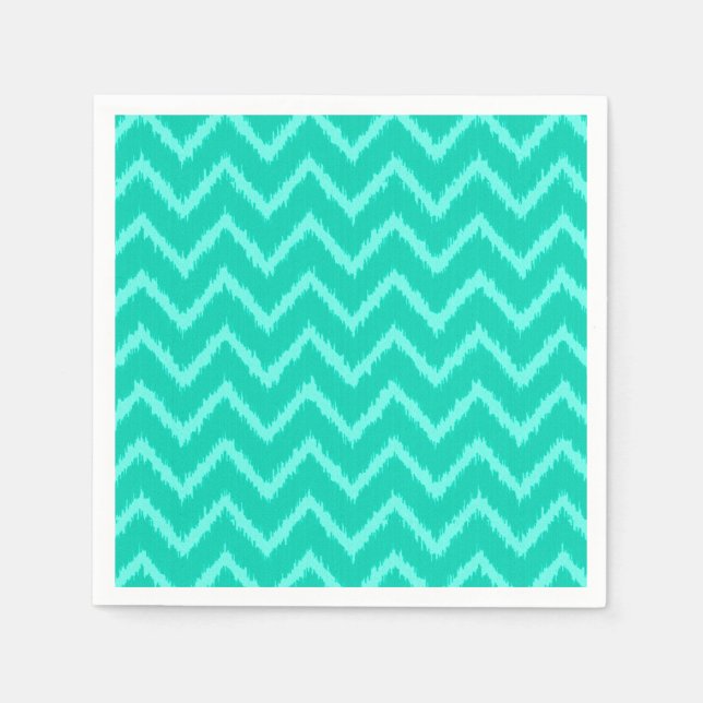 Ikat Chevrons - Turquise och aqua Pappersservett (Framsidan)