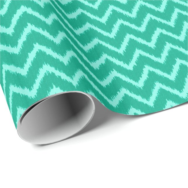 Ikat Chevrons - Turquise och aqua Presentpapper (Rullad Hörn)