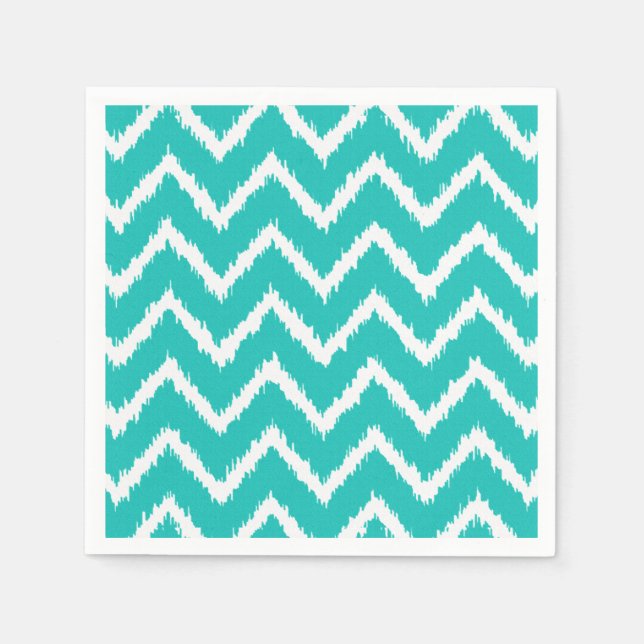Ikat Chevrons - Turquise och white Pappersservett (Framsidan)