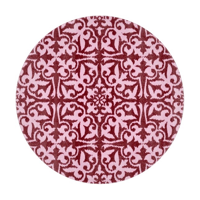 Ikat damask-mönster - Burgundy och Rosa (Framsidan)