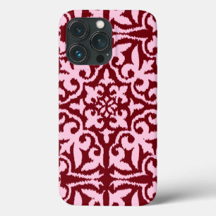 Ikat damask-mönster - Burgundy och Rosa