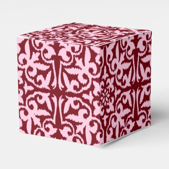 Ikat damask-mönster - Burgundy och Rosa Presentaskar (Framsidan Sidan)