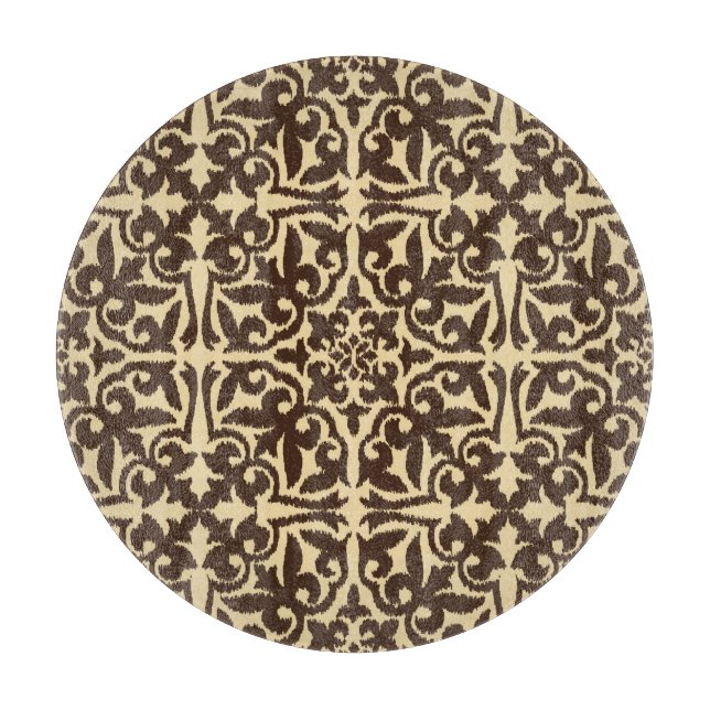 Ikat damask-mönster - Chocolate Brown och Tan (Framsidan)