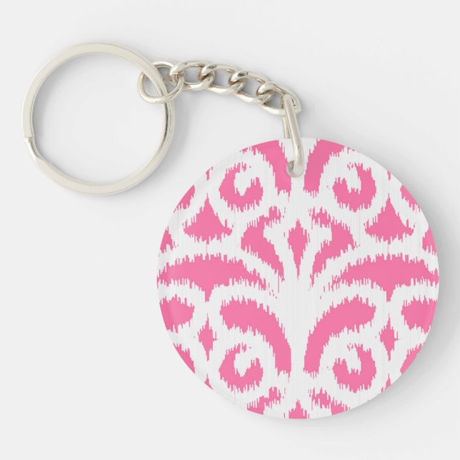 Ikat damask-mönster - Fluorescent Rosa (Framsidan)