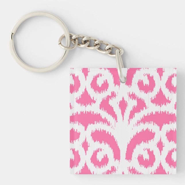 Ikat damask-mönster - Fluorescent Rosa (Framsidan)