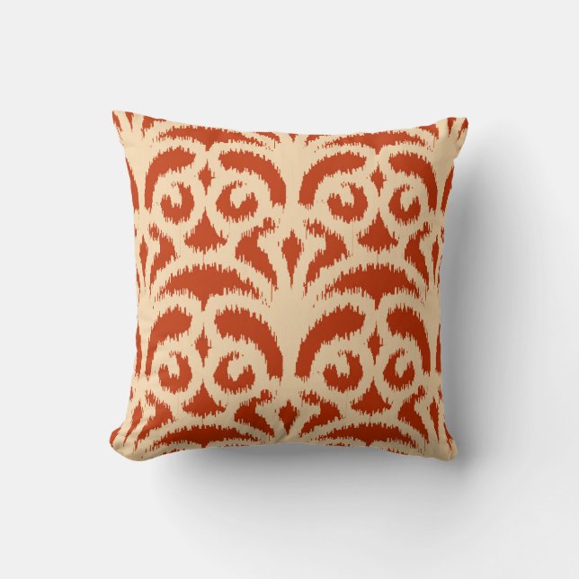 Ikat damask-mönster - Mandarin-orange Kudde (Framsida)