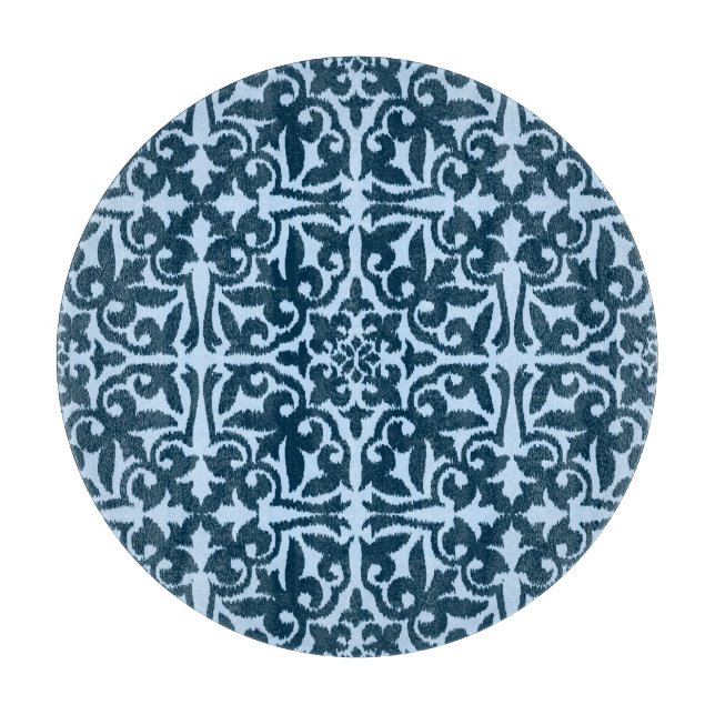 Ikat damask-mönster - Mörk Indigo och Light Blue (Framsidan)