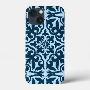 Ikat damask-mönster - Mörk Indigo och Light Blue