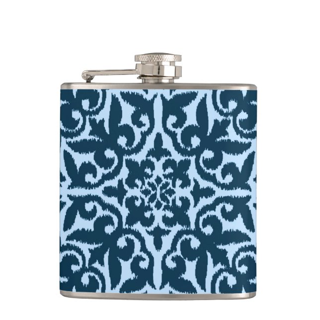 Ikat damask-mönster - Mörk Indigo och Light Blue Fickplunta (Framsidan)