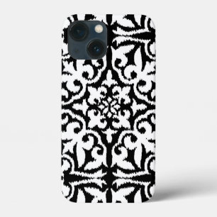 Ikat damask-mönster - svart och vitt