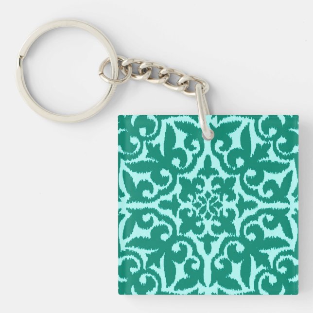 Ikat damask-mönster - Turquise och Aqua (Framsidan)