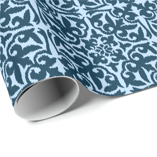 Ikat damastast mönster - mörk indigoblått och presentpapper (Rullad Hörn)