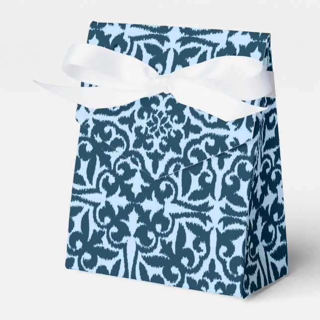 Ikat damastmönster - Mörk Indigo och Ljusblå Presentaskar (Framsidan Sidan)